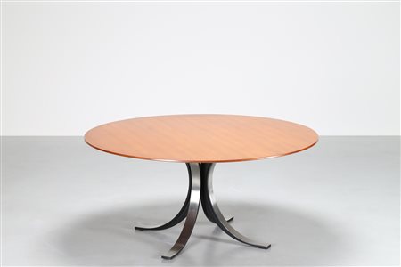 BORSANI OSVALDO (1911 - 1985) Tavolo rotondo in legno e metallo cromato mod....