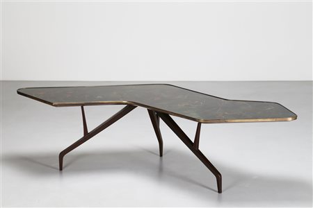 BEGA MELCHIORRE (1898 - 1976) Grande tavolino da salotto con piano dipinto e...