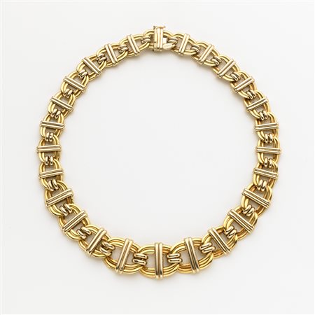 Collier in oro giallo e bianco scalato, lungh. cm 45, g. 62,60 Bi-coloured...