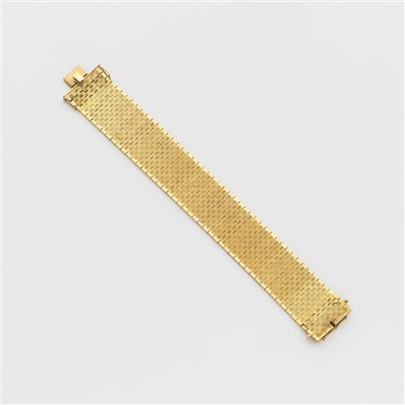 Bracciale a maglia lucida e satinata in oro giallo g. 60,80 lungh. cm 17...