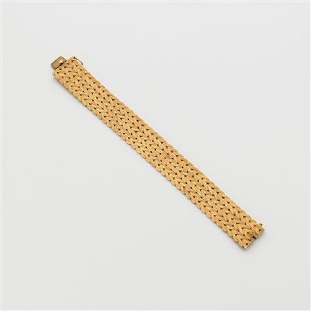 Bracciale in oro giallo satinato lungh. cm 18,5, h cm 2, g. 63,50 Gold mesh...