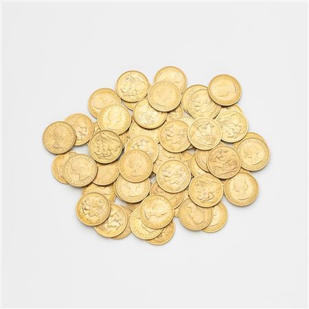 Lotto composto da 55 sterline inglesi d'oro nuovo conio g. 439,50 Lot...