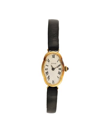 FIUMI Orologio da polso da uomo in oro 18K Anni '60/'70 Quadrante firmato Con...