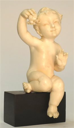 Putto con base in legno Dieppe 1880 ca. cm.15x7,5