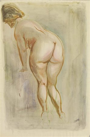 George Grosz, Berlino 1893 - 1959, Nudo, Acquerello su carta, cm. 58,7x39,6,...