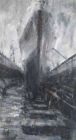 Alessandro Papetti, Milano 1958, Bacino di carenaggio, 2002, Olio su tela,...