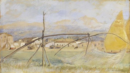 Michele Cascella, Ortona (Ch) 1892 - 1989, Trabacco sul Pescara, 1922-23,...