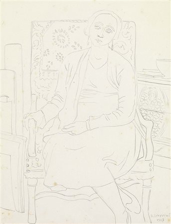 Gino Severini, Cortona (Ar) 1883 - Parigi 1966, Ritratto di Jeanne, 1927,...