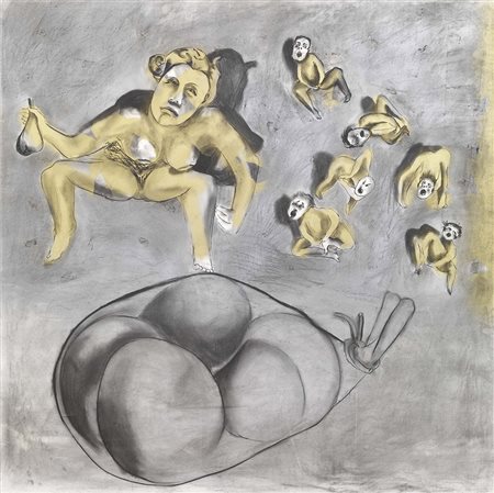 Francesco Clemente, Napoli 1952, Arrueg Krieg, 1981, Tecnica mista su carta...