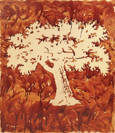 Mario Schifano, Homs 1934 - Roma 1998, Albero, 1979, Smalto su carta...