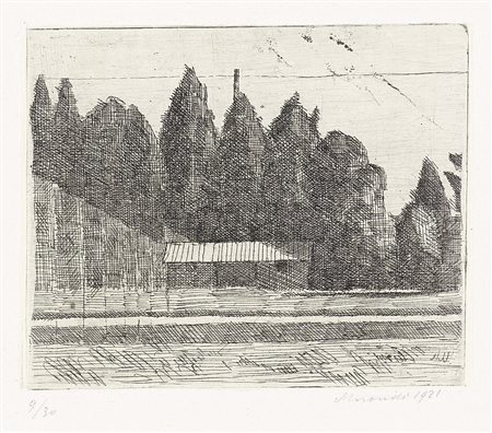 Giorgio Morandi, Bologna 1890 - 1964, Campo di tennis ai Giardini Margherita...