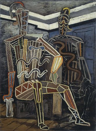 Giorgio de Chirico, Volos 1888 - Roma 1978, Manichini guerrieri (Due...