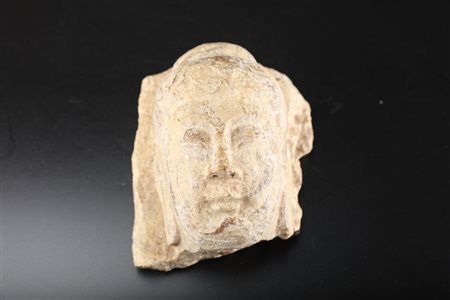 Arte Cinese Testa Wei in granito giallo Cina, dinastia Wei del Nord, IV - VI...