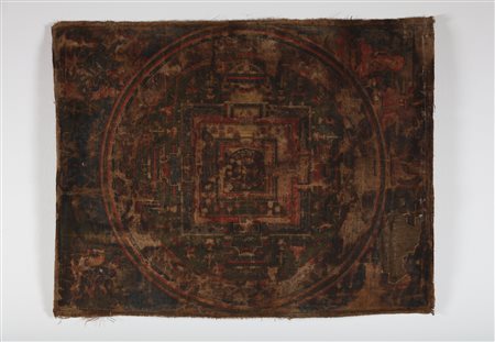 Arte Himalayana Mandala dedicato ai cinque Buddha Trascendenti Nepal, XV...