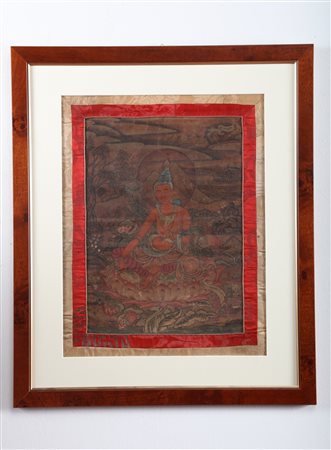 Arte Himalayana Thangka raffigurante Manjusri Tibet, XVIII - XIX secolo . -....