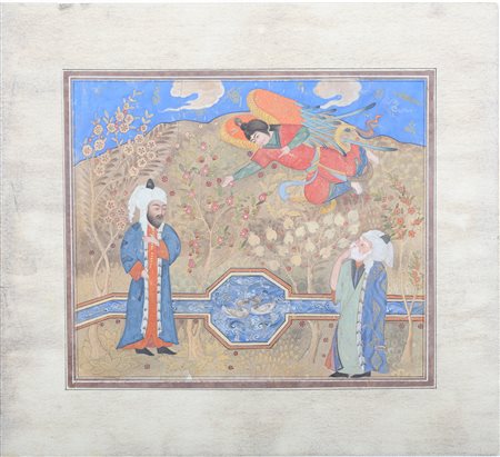 ARTE ISLAMICA Miniatura persiana raffigurante un angelo Iran, XIX secolo o...