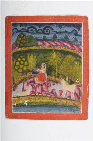 Arte Indiana Miniatura tratta da Ragamala raffigurante Bharavi Ragini India,...