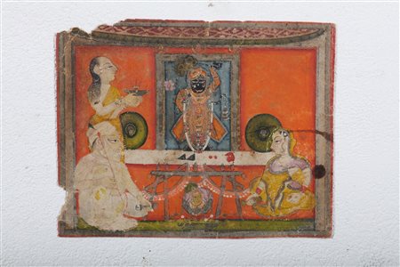 Arte Indiana Piccola miniatura Krishna Shrinathji India, Nathdwara. fine...