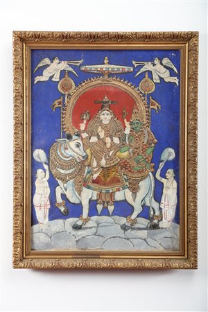 Arte Indiana Figura devozionale di Shiva e Parvati India Meridionale, Tamil...