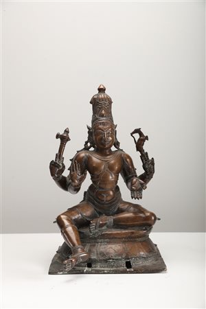 Arte Indiana Statua in bronzo raffigurante Shiva Pashupati India, fine XVIII...