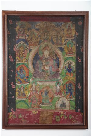 Arte Himalayana Thangka popolare raffigurante Padmasambhava Nepal, fine XIX...