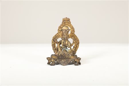 Arte Himalayana Statua in bronzo dorato raffigurante il Ganesh Nepal, XIX...