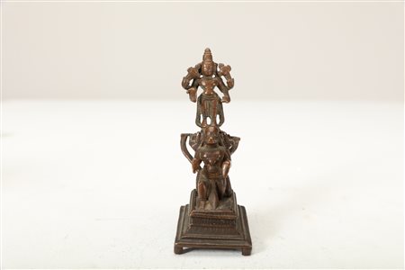 Arte Indiana Bronzo devozionale raffigurante Vishnu e Garuda India,...