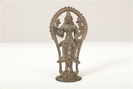 Arte Indiana Statua in bronzo raffigurante Lakshmi India meridionale, XVII...