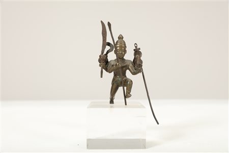 Arte Indiana Bronzo raffigurante un guerriero India meridionale, XVI-XVII...