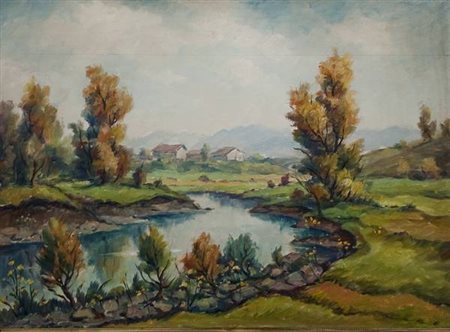 Luigi Cappelletti Paesaggio - 1955 olio su tavola cm. 50x70 Firma in basso a dx