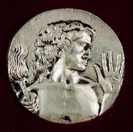 Emilio Greco - Il Tedoforo - medaglia in bronzo argentato cm. diam. 10...