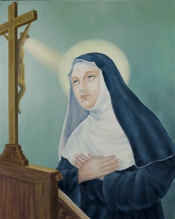 Gian Marco Montesano Le coeur de l’art est catholique - 1982 olio su tavola...