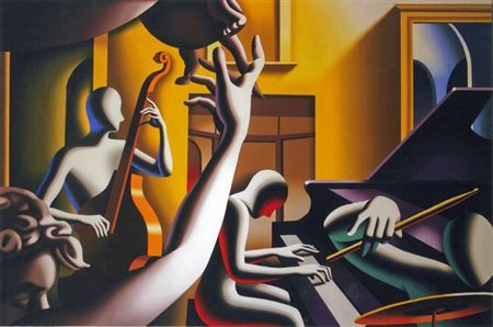 Mark Kostabi Senza titolo - 2010 olio su tela cm. 200x300 Firma sul retro...