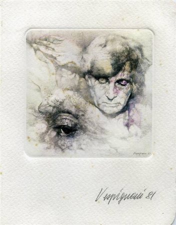 Renzo Vespignani Autoritratto - 1981 riproduzione fotolitografica a 4...