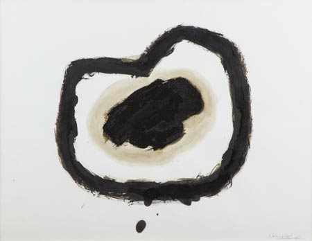 Jannis Kounellis Atene 1936 Senza titolo, , Catrame su carta, cm. 44x57...