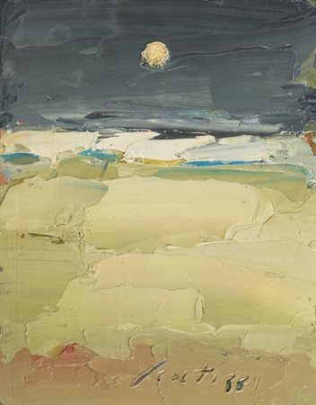 Sergio Scatizzi Gragnano (Lu) 1918 Firenze 2009, Spiaggia con la luna, Olio...