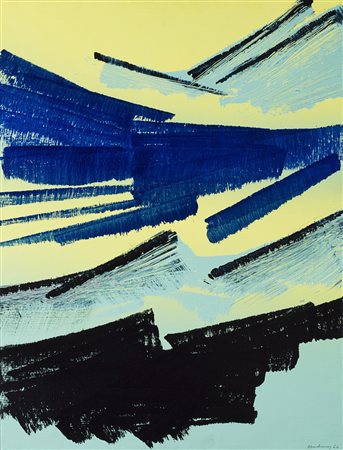 Hans Hartung (Lipsia 1904 - Antibes 1989) "T1966-K13" 1966 acrilico su tela,...