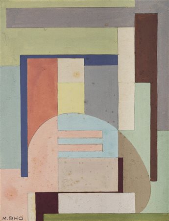 Manlio Rho (Como 1901 - 1957) "Composizione" 1935 tempera su carta, cm...