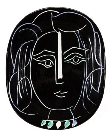 Pablo Picasso (Malaga 1881 - Mougins 1973) "Visage de femme" 1953 piatto in...