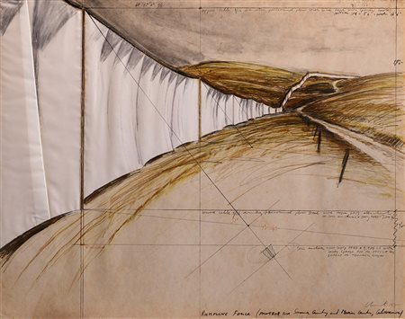 Christo (Gabrovo 1935 - 0) "Running Fence (Project for Sonoma County and...