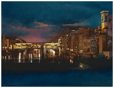 ANGELO VADALA’ Messina 1940 Notturno – Ponte Vecchio, Firenze 2007 Olio su...