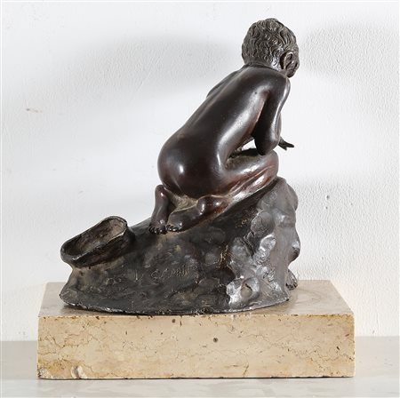 GEMITO VINCENZO (1852 - 1929) Pescatorello. Bronzo. Cm 20,00 x 23,00 x 15,00....