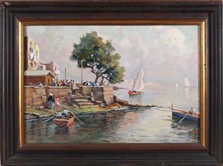 DE CORSI NICOLA (1882 - 1956) Marina. Olio su tavola. Cm 52,00 x 35,00. Firma...