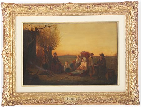 MARTELLI ACHILLE (1829 - 1903) La sosta. 1879. Olio su tela. Cm 57,00 x...