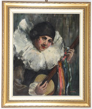 CHERUBINI CARLO (1897 - 1978) Figura carnevalesca. Olio su tela. Cm 58,50 x...