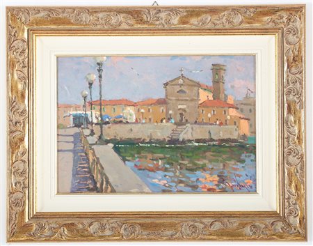 GUIDUGLI RENZO (n. 1935) Livorno, la chiesa di San Jacopo. Olio su...