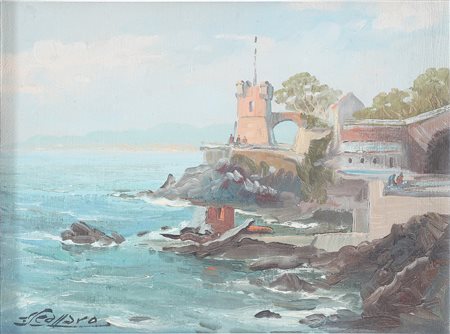 SEASSARO SAVERIO (n. 1917) Nervi Torre Gropello. Olio su cartone. Cm 40,00 x...