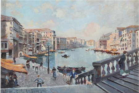 SCALATELLI GINO (1870 - 1920) Canal Grande. Olio su tavola. Cm 45,00 x 33,00....