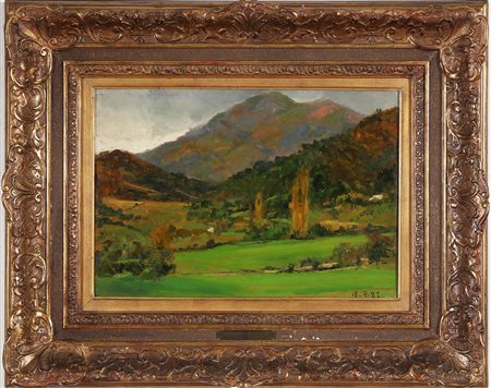 ARTISTA ITALIANO DEL XIX SECOLO Paesaggio. 1891. Olio su tavola. Cm 54,00 x...