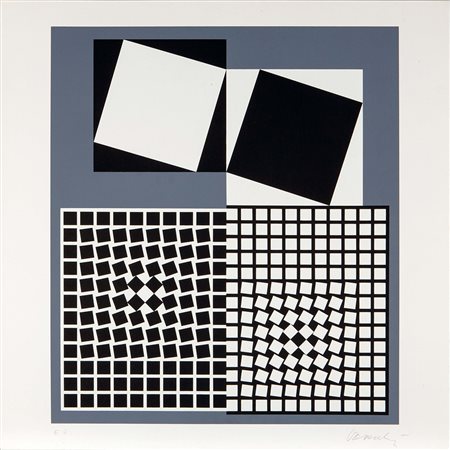 Victor Vasarely (1906-1997), , serigrafia a colori, cm 68x68 E A in basso a...